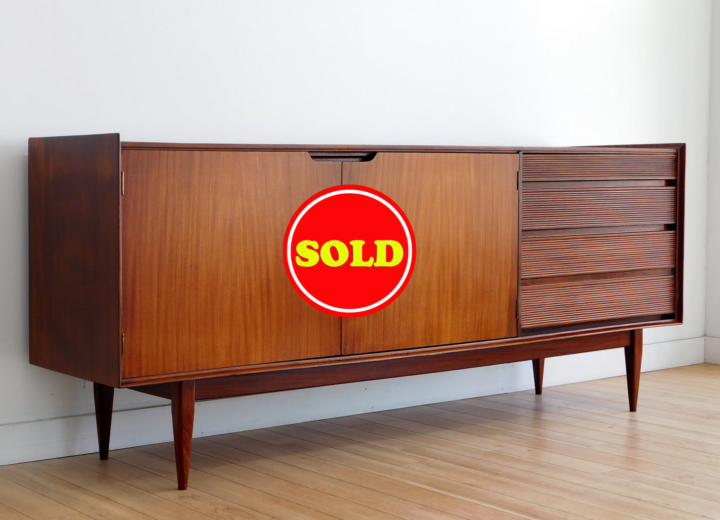 Vintage British Mid-Century Modern Afromasia Teak Credenza by Richard Hornby