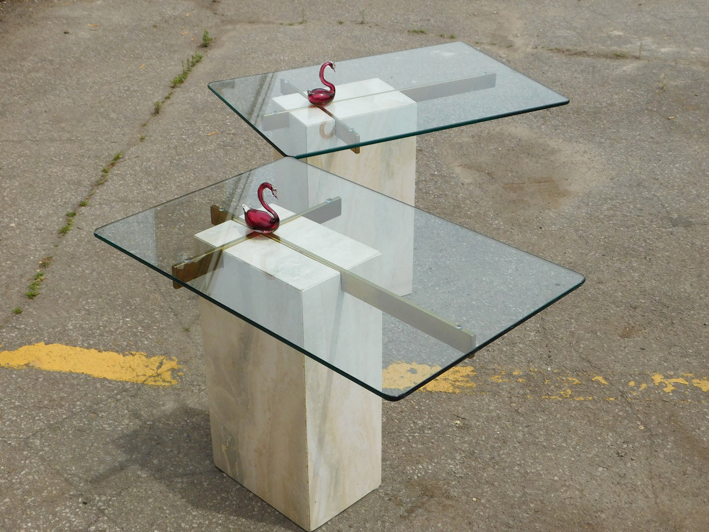 Travertine Side Table by Artedi