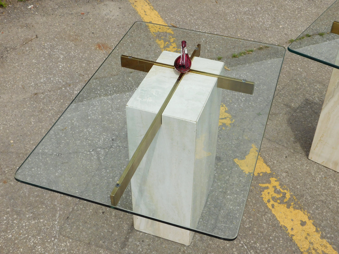 Travertine Side Table by Artedi