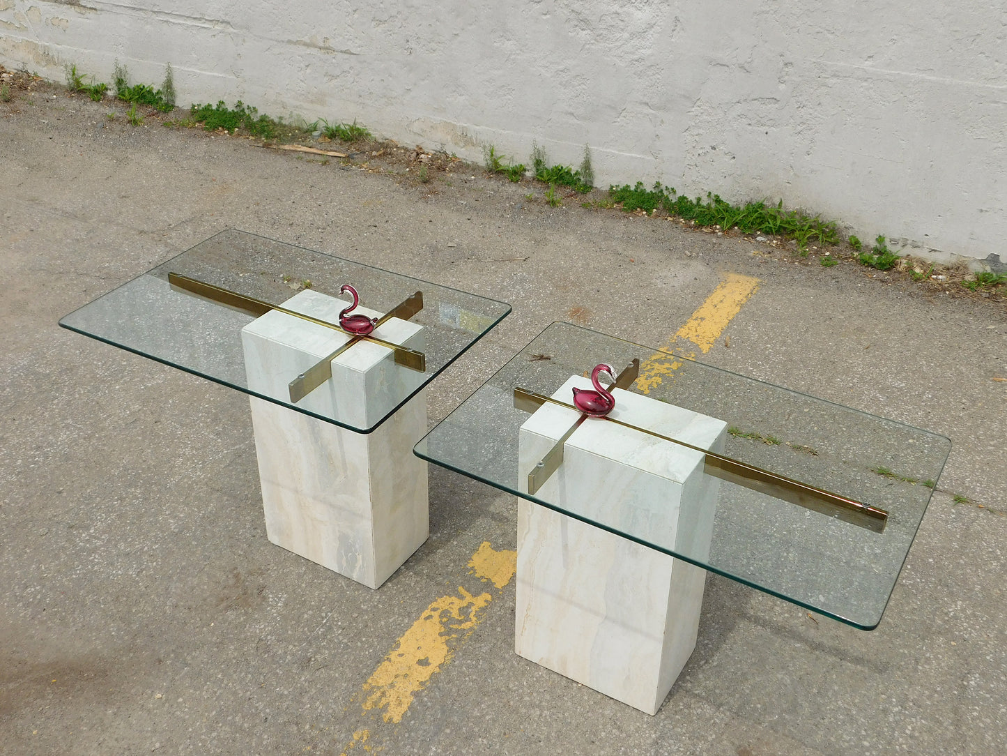 Travertine Side Table by Artedi