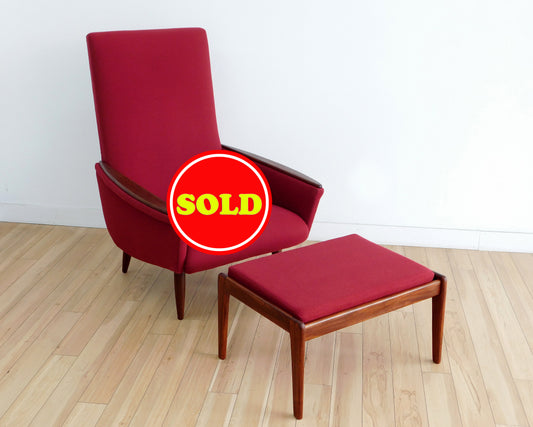 Danish Kurt Ostervig Lounge Chair and ottoman